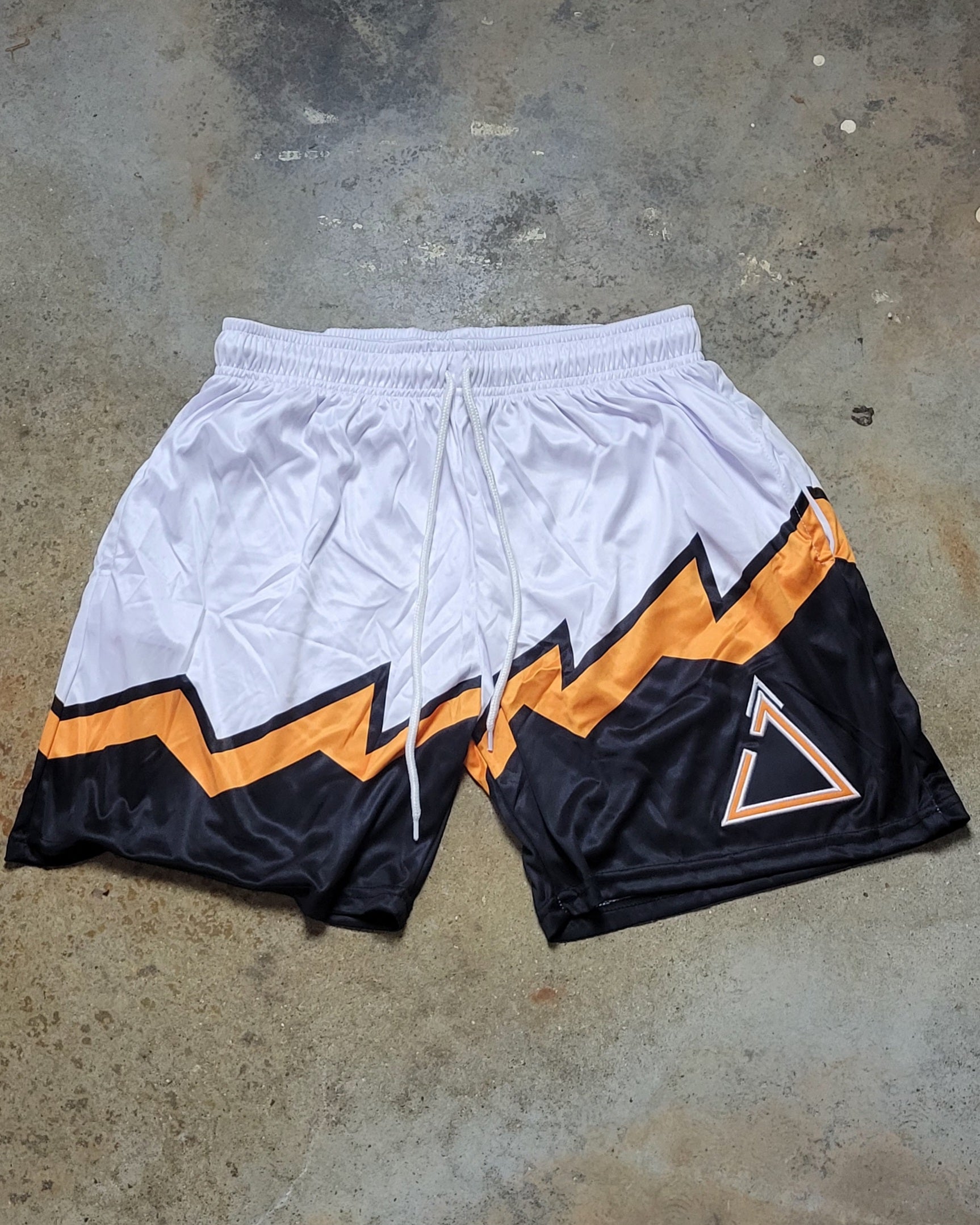 Minimal Abstract Shorts Shorts White/Orange/Black / Small,White/Orange/Black / Medium,White/Orange/Black / Large,White/Orange/Black / XL,White/Orange/Black / 2XL Slate Gray