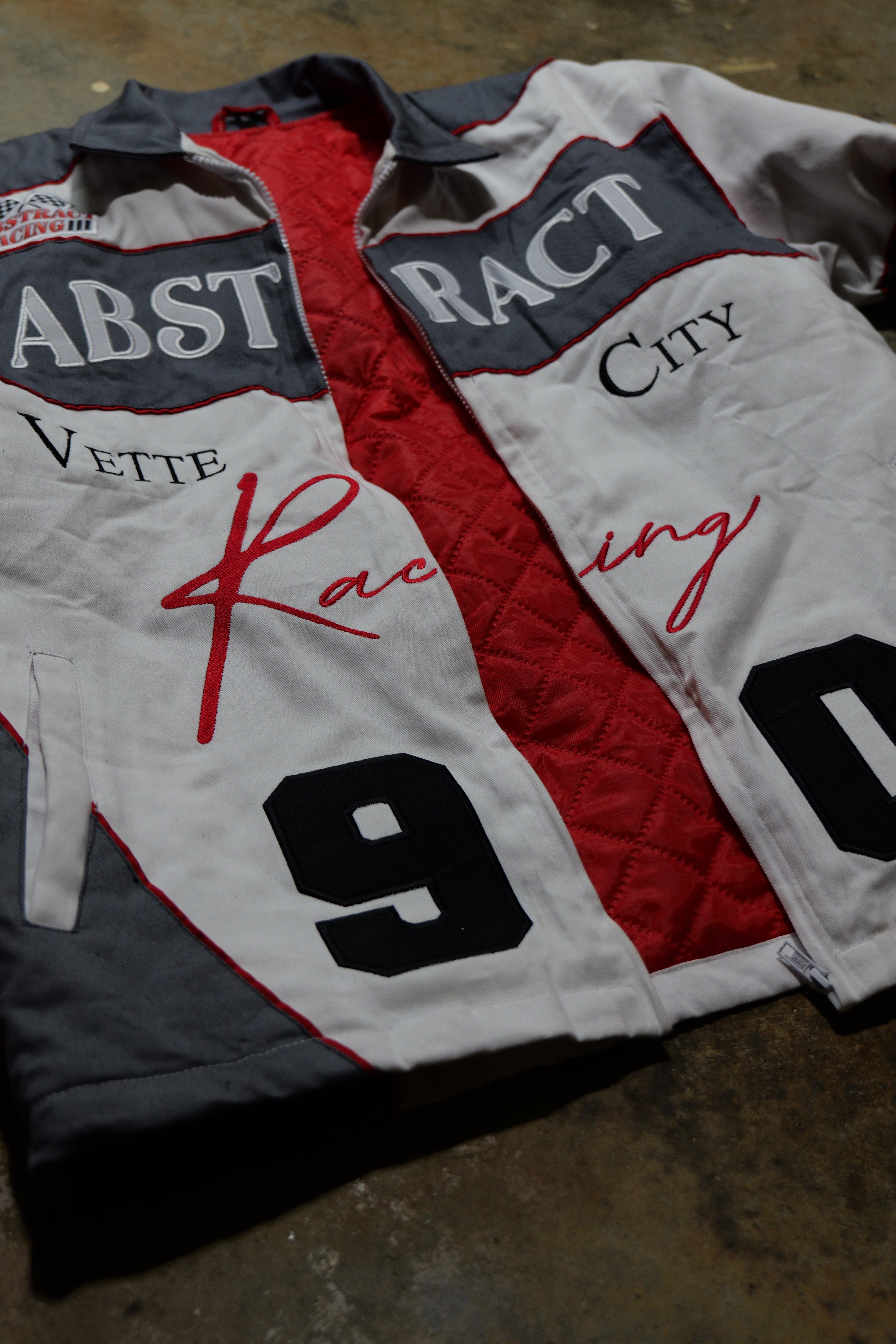 Abstract Racing Jacket (Pre-Sale) Jacket S / Aged White,M / Aged White,L / Aged White,XL / Aged White,2XL / Aged White,3XL / Aged White Dark Slate Gray