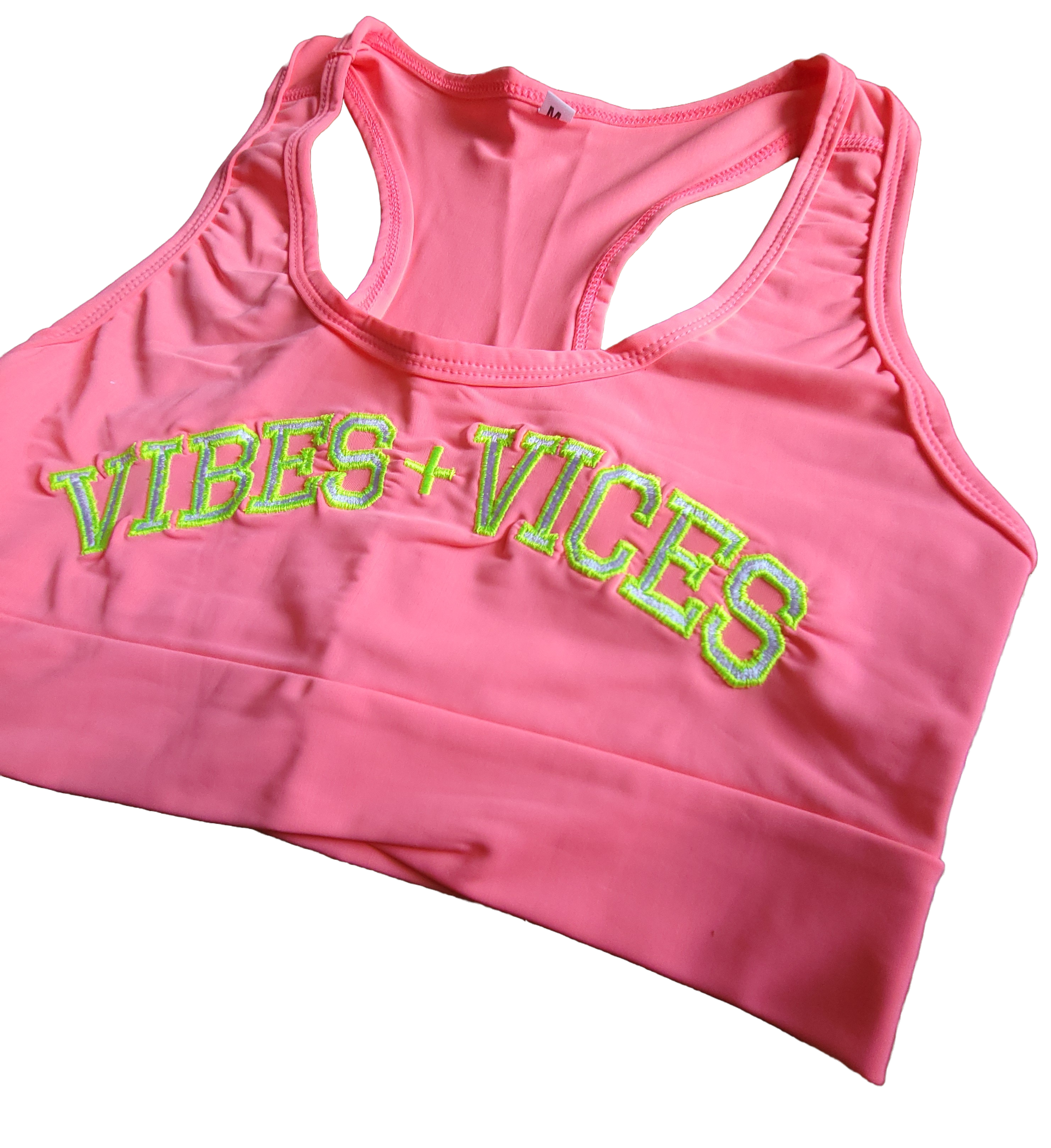 Vibes and Vices Sports Bra Sports Bra Small / Pink/Neon,Medium / Pink/Neon,Large / Pink/Neon,X-Large / Pink/Neon,2X-Large / Pink/Neon,3X-Large / Pink/Neon Pale Violet Red